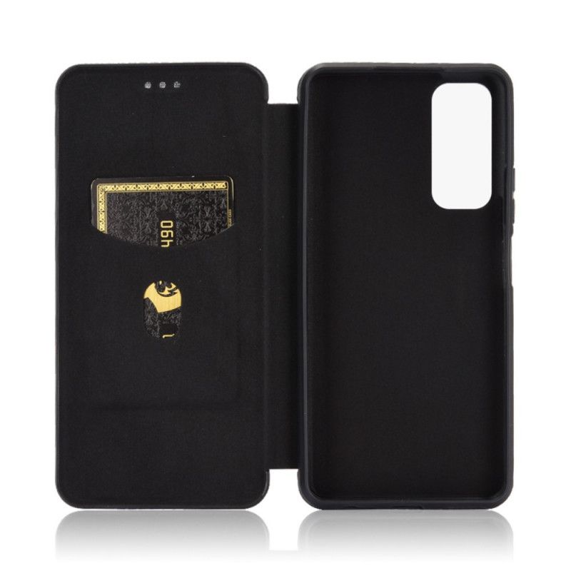 Flip Case Huawei P Smart 2021 Schwarz Kohlefaser