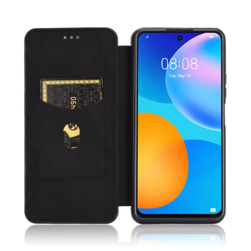 Flip Case Huawei P Smart 2021 Schwarz Kohlefaser