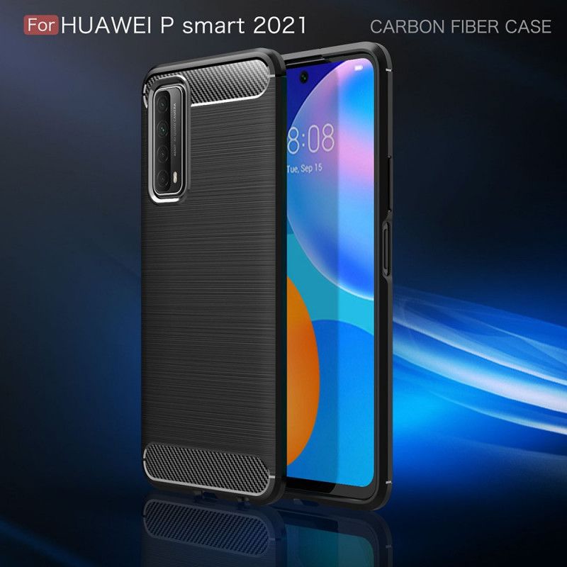 Hülle Huawei P Smart 2021 Schwarz Gebürstete Kohlefaser