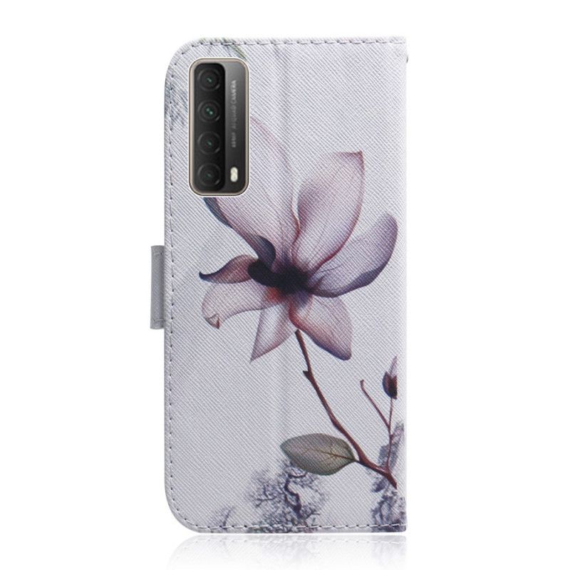 Lederhüllen Huawei P Smart 2021 Eine Rosa Blume