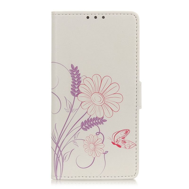 Lederhüllen Huawei P Smart 2021 Handyhülle Schmetterlinge Und Blumen Zeichnen