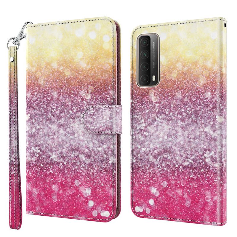 Lederhüllen Huawei P Smart 2021 Magenta-Glitzer-Gradient