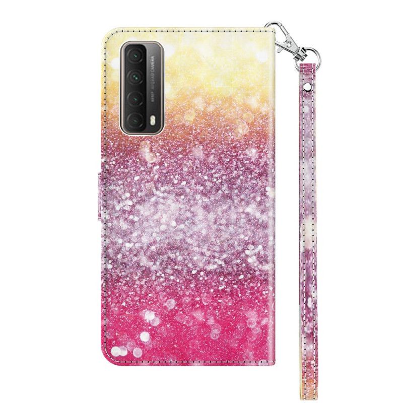 Lederhüllen Huawei P Smart 2021 Magenta-Glitzer-Gradient