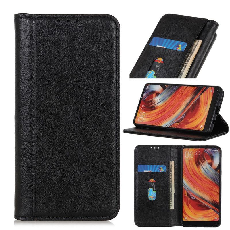 Flip Case Samsung Galaxy Note 20 Grün Geteiltes Litschileder