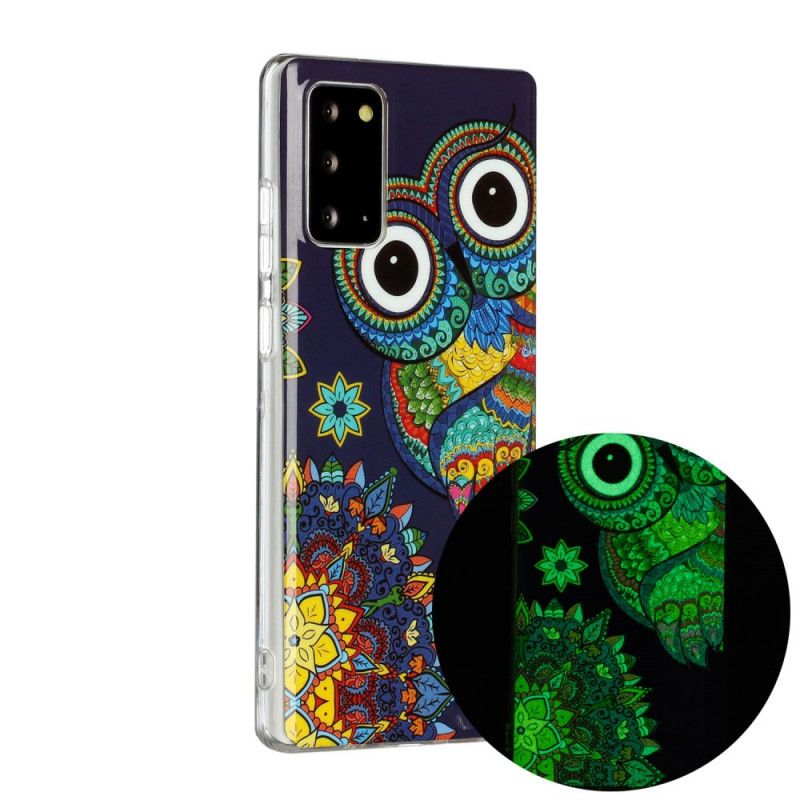 Hülle Samsung Galaxy Note 20 Fluoreszierende Mandala-Eule