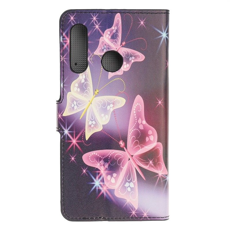 Lederhüllen Huawei P Smart Z Schwarz Schmetterlinge Und Blumen