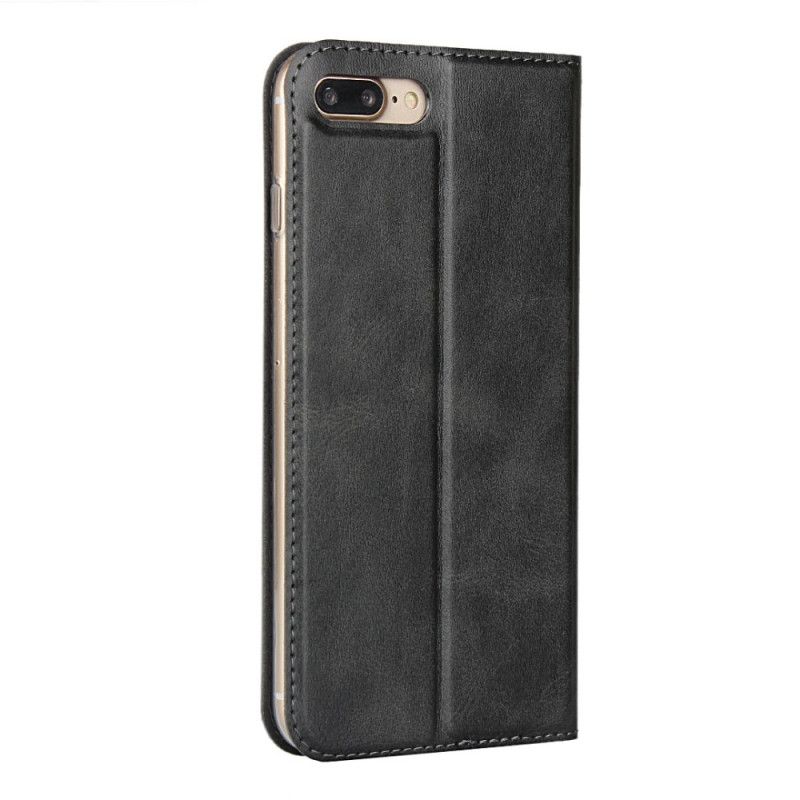 Flip Case Für iPhone 7 Plus / 8 Plus Schwarz Kunstleder Mit Riemen