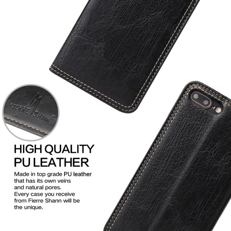 Flip Case iPhone 7 Plus / 8 Plus Schwarz Retro-Ledereffekt