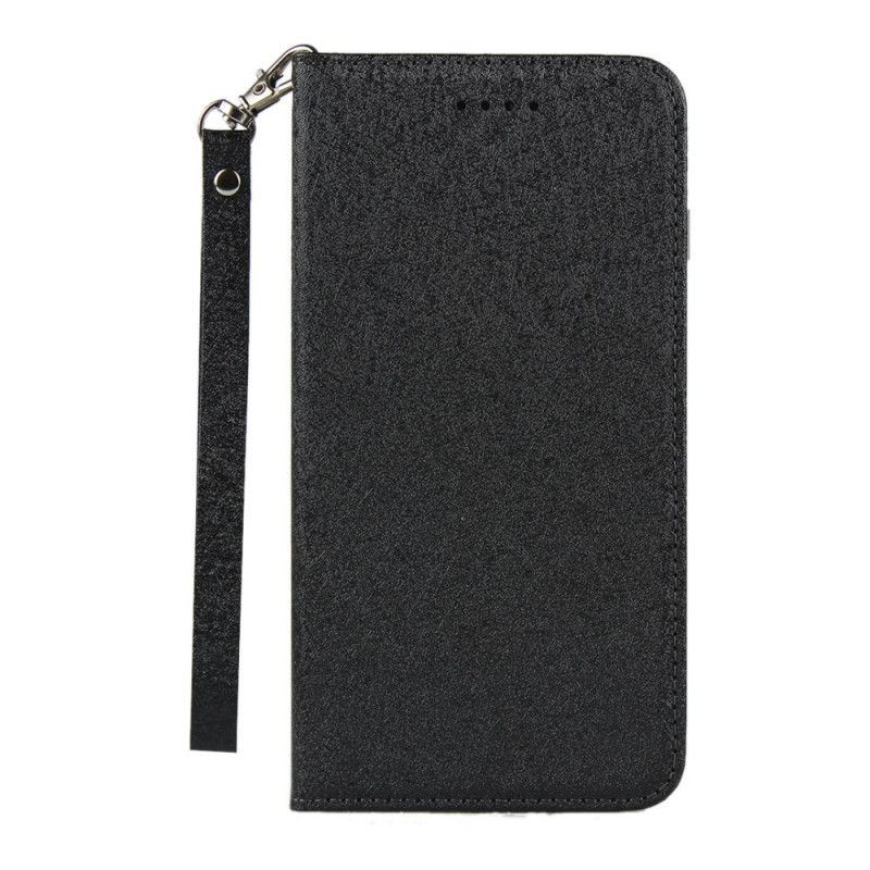 Flip Case iPhone 7 Plus / 8 Plus Schwarz Weicher Lederstil Mit Riemen