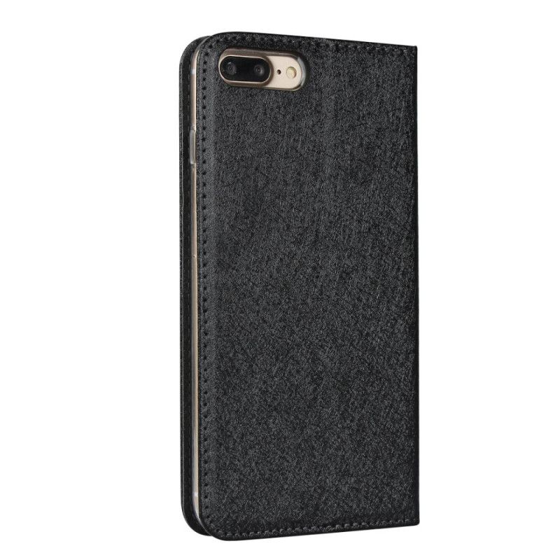 Flip Case iPhone 7 Plus / 8 Plus Schwarz Weicher Lederstil Mit Riemen