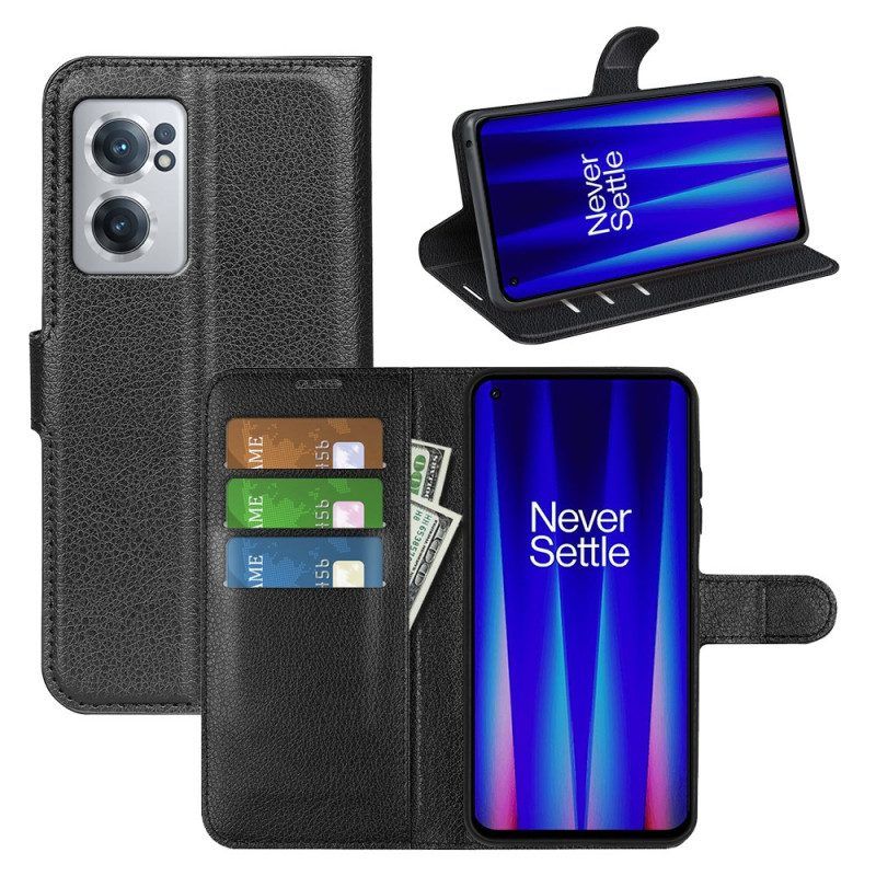 Flip Case Für OnePlus Nord CE 2 5G Litschi-kunstleder