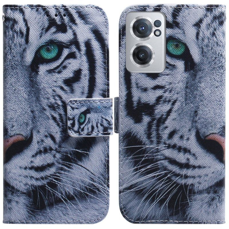 Flip Case Für OnePlus Nord CE 2 5G Weißer Tiger