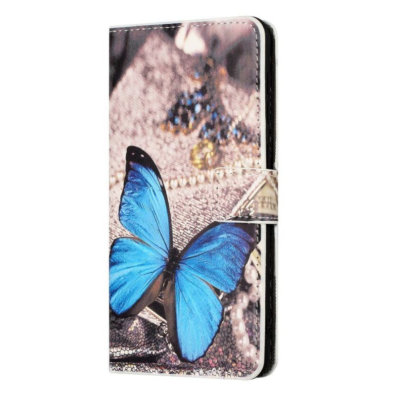 Flip Case Für Samsung Galaxy A14 / A14 5G Blauer Schmetterling