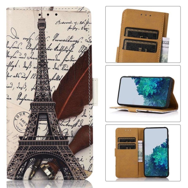 Flip Case Für Samsung Galaxy A14 / A14 5G Der Eiffelturm Des Dichters