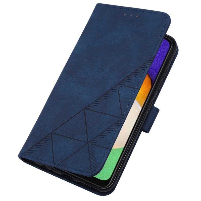 Flip Case Für Samsung Galaxy A14 / A14 5G Dreiecke Mit Lanyard