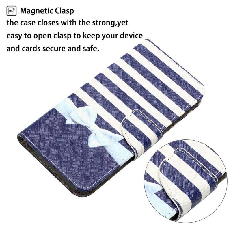 Flip Case Für Samsung Galaxy A14 / A14 5G Mit Kordel Marineblaues Armband