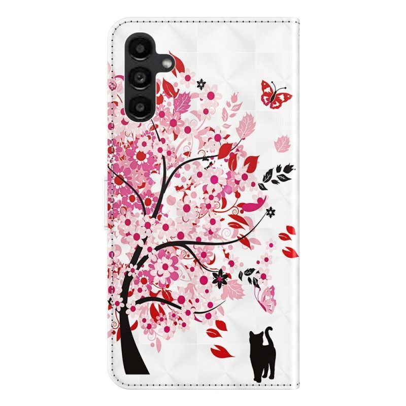 Flip Case Für Samsung Galaxy A14 / A14 5G Roter Baum