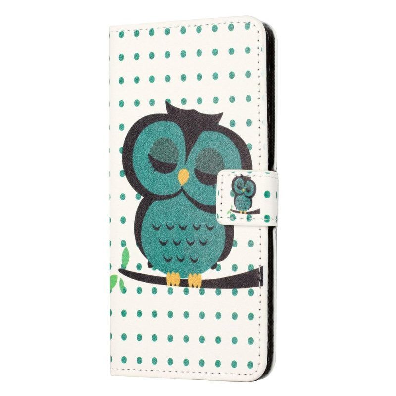 Flip Case Für Samsung Galaxy A14 / A14 5G Schlafende Eule