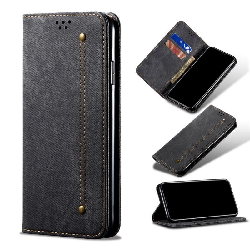 Flip Case Xiaomi Redmi Note 9 Schwarz Jeansstoff