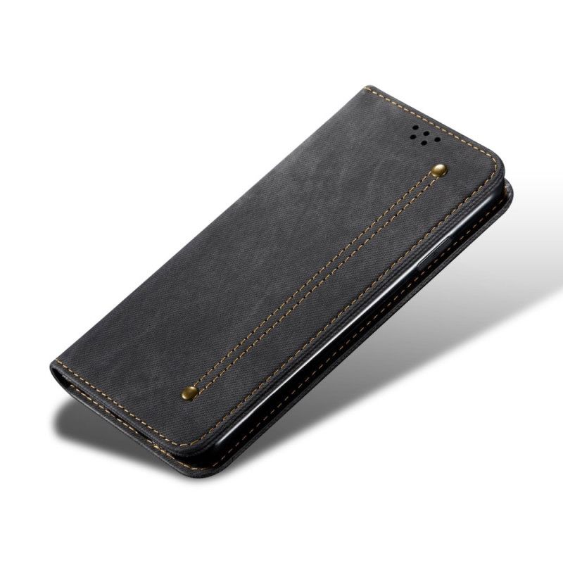 Flip Case Xiaomi Redmi Note 9 Schwarz Jeansstoff