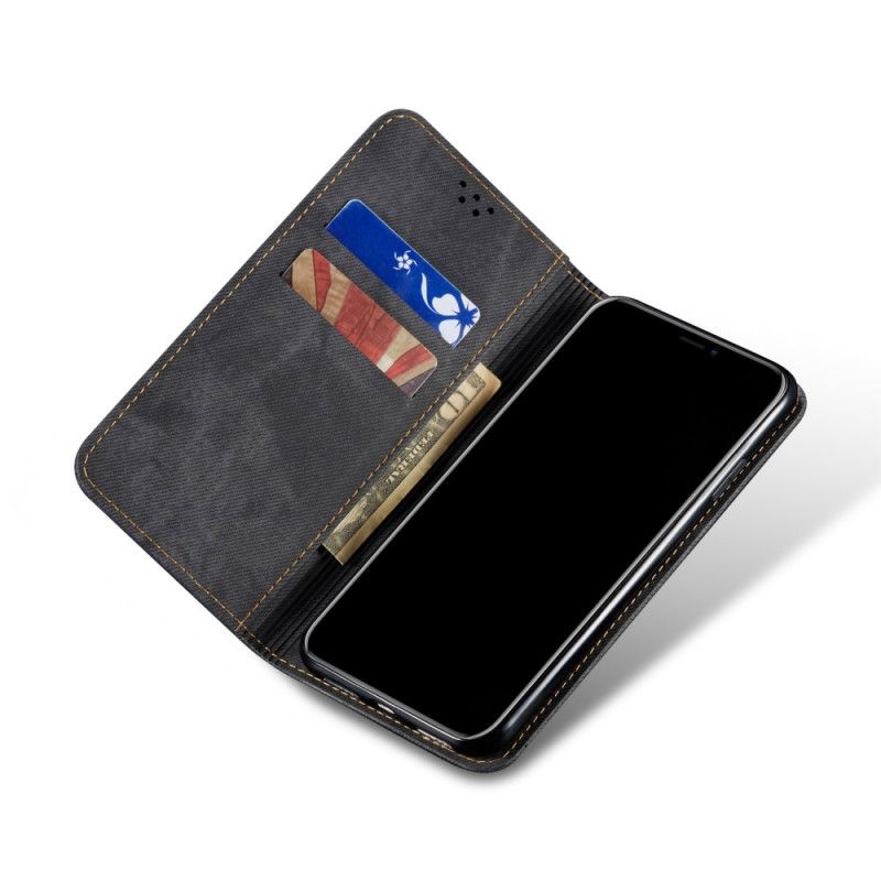 Flip Case Xiaomi Redmi Note 9 Schwarz Jeansstoff