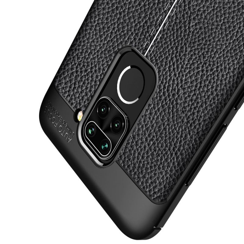 Hülle Xiaomi Redmi Note 9 Schwarz Doppellinien-Litschileder-Effekt