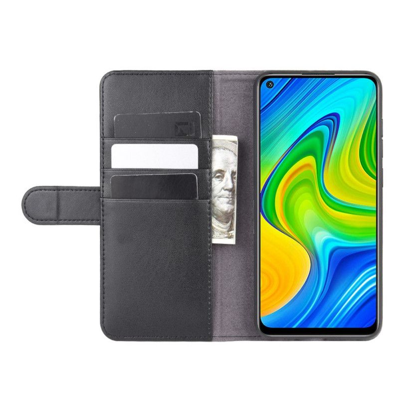 Lederhüllen Für Xiaomi Redmi Note 9 Schwarz Echtes Spaltleder