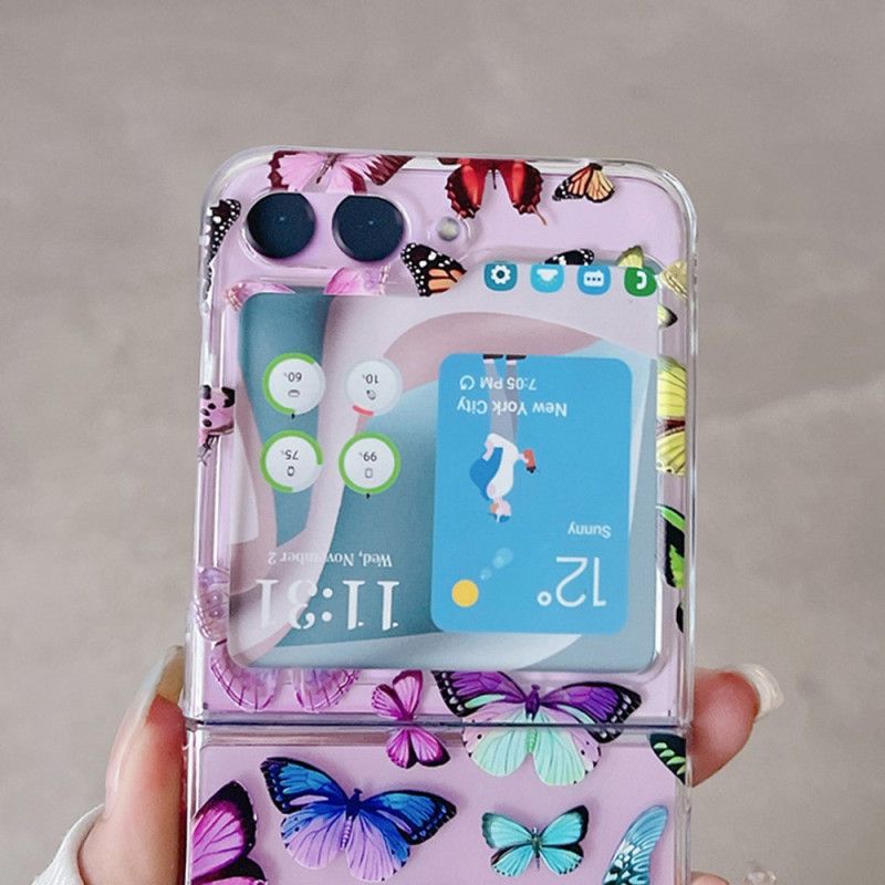 Hülle Für Samsung Galaxy Z Flip 5 Transparente Bunte Schmetterlinge