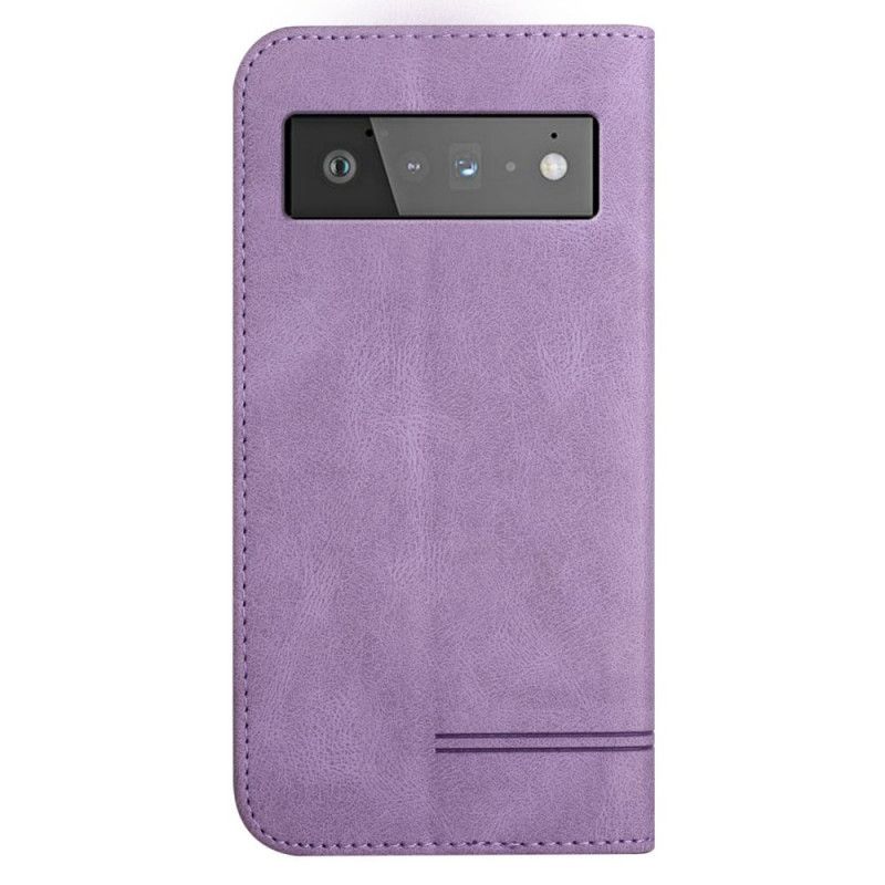 Flip Case Google Pixel 6 Pro Linienmuster In Lederoptik