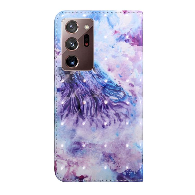 Lederhüllen Für Samsung Galaxy Note 20 Ultra Aquarellwolf