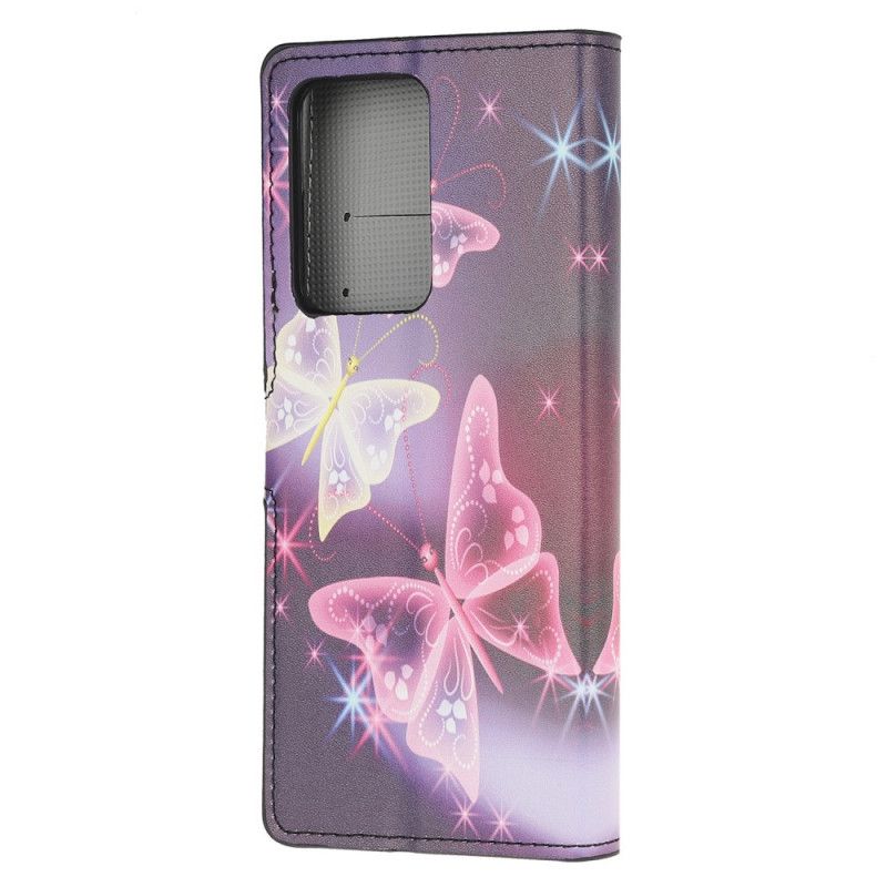 Lederhüllen Für Samsung Galaxy Note 20 Ultra Schwarz Intensive Schmetterlinge