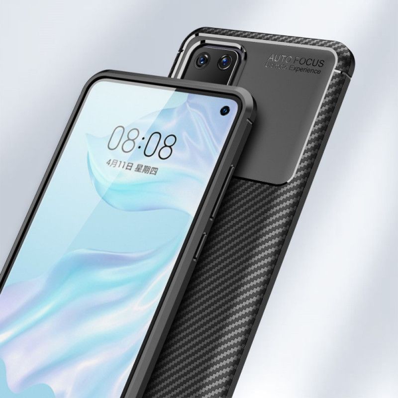 Hülle Huawei P40 Schwarz Flexible Kohlefasertextur