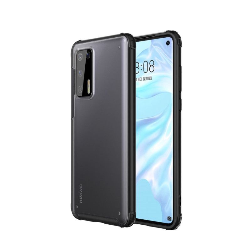 Hülle Huawei P40 Schwarz Handyhülle Hybrid-Silikonfelgen-Design