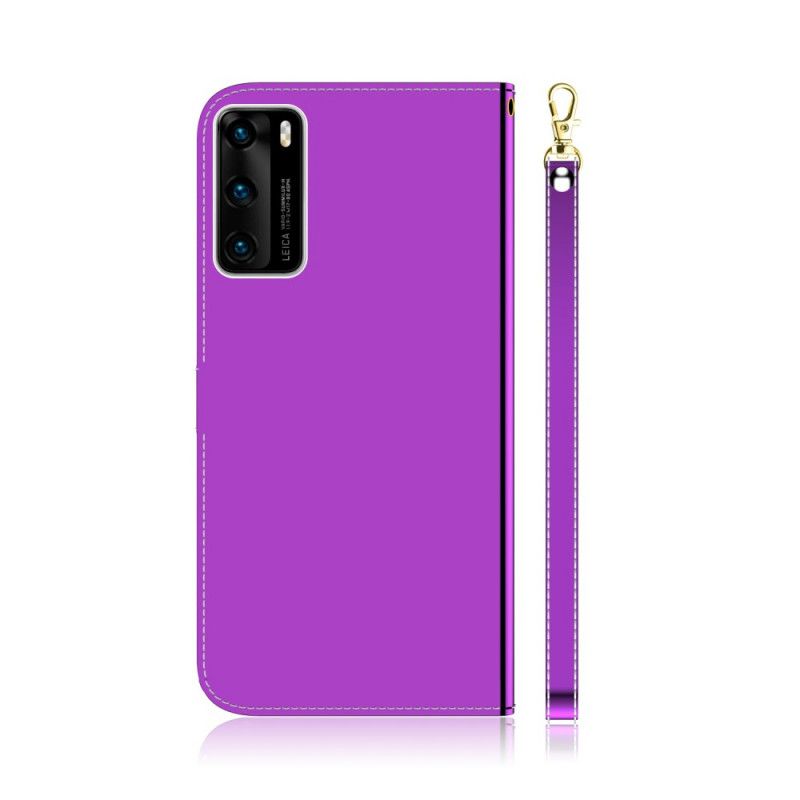 Lederhüllen Für Huawei P40 Magenta Spiegelbezug Aus Kunstleder