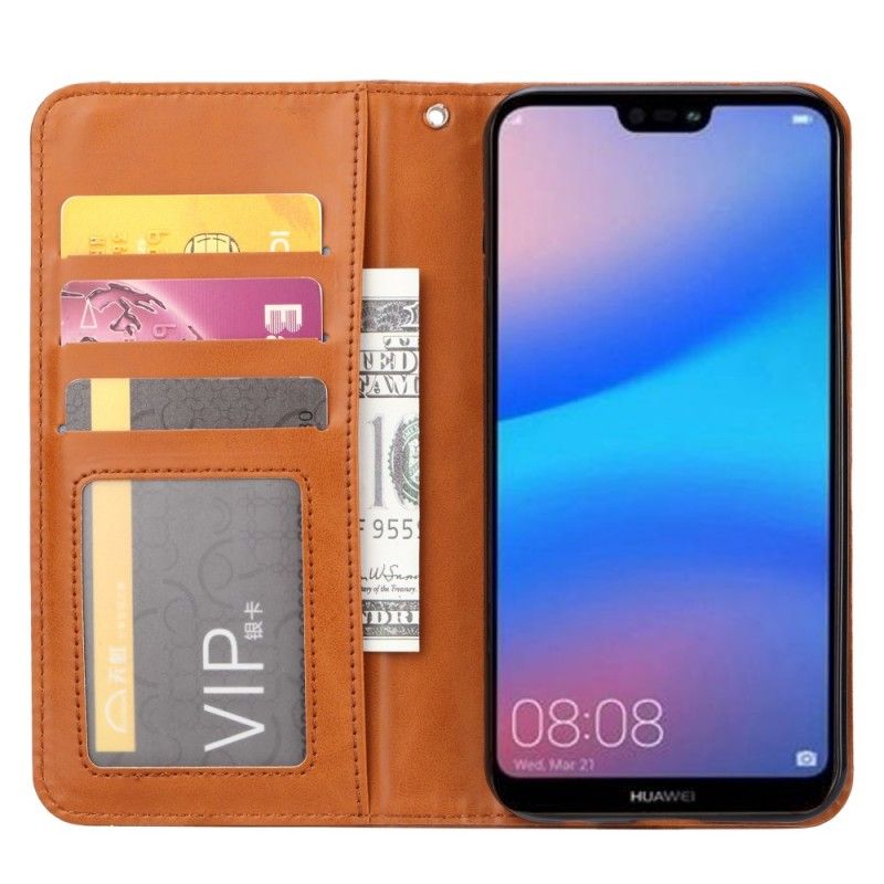 Flip Case Huawei P20 Lite Schwarz Kartenhalter Aus Kunstleder