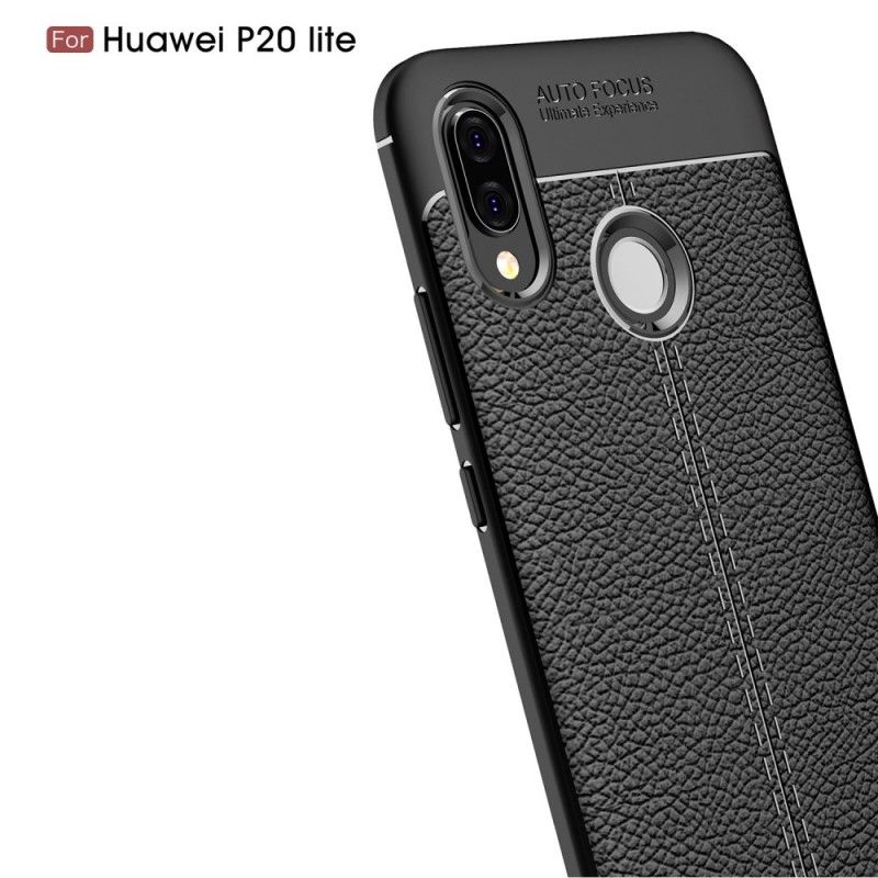 Hülle Huawei P20 Lite Schwarz Doppellinien-Litschileder-Effekt