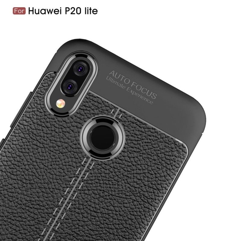 Hülle Huawei P20 Lite Schwarz Doppellinien-Litschileder-Effekt