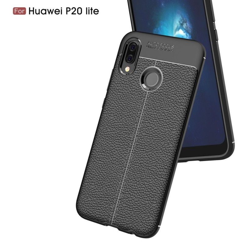 Hülle Huawei P20 Lite Schwarz Doppellinien-Litschileder-Effekt