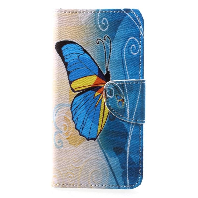 Lederhüllen Für Huawei P20 Lite Hellblau Schmetterlinge