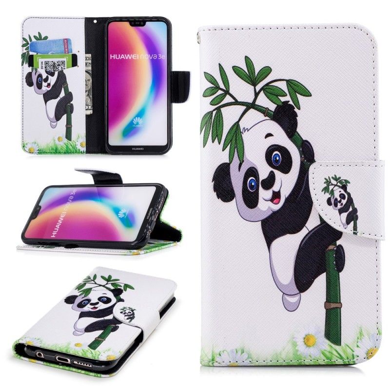 Lederhüllen Huawei P20 Lite Panda Auf Bambus