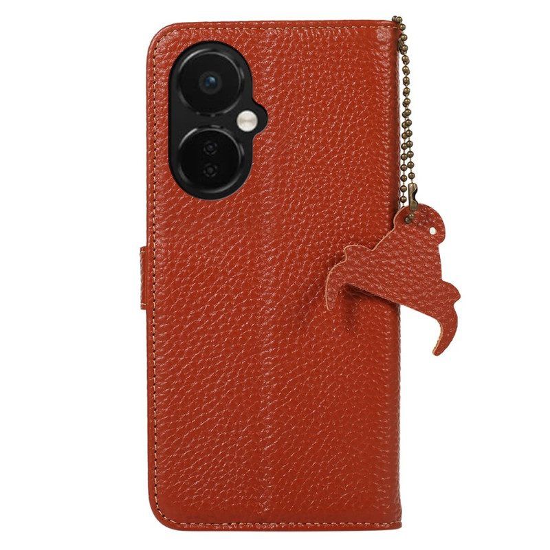 Flip Case Für OnePlus Nord CE 3 Lite 5G Echtes Litschi-rfid-leder