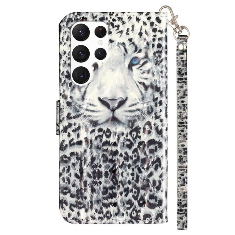 Lederhüllen Für Samsung Galaxy S24 Ultra 5g Leopard Mit Riemen