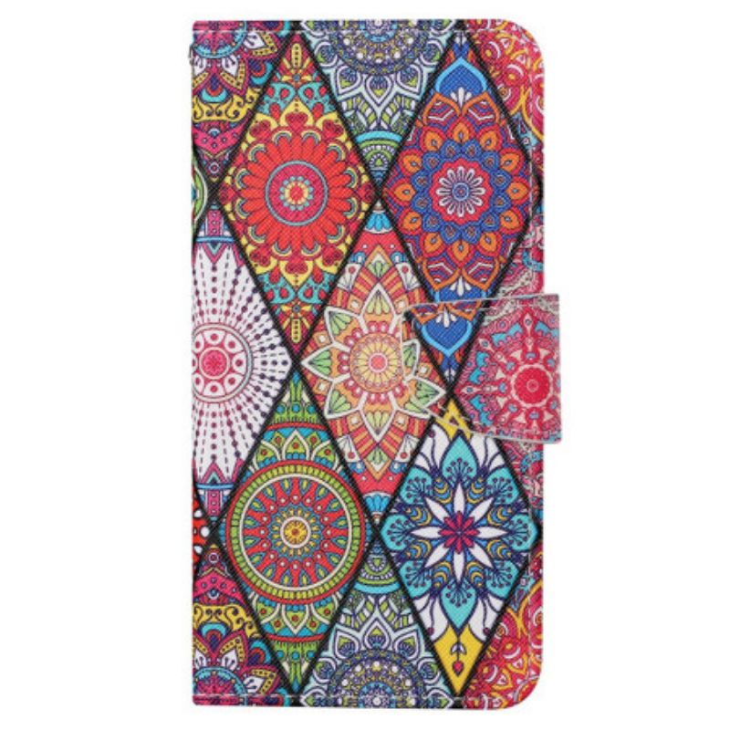 Lederhüllen Für Samsung Galaxy S24 Ultra 5g Patchwork Mit Riemen