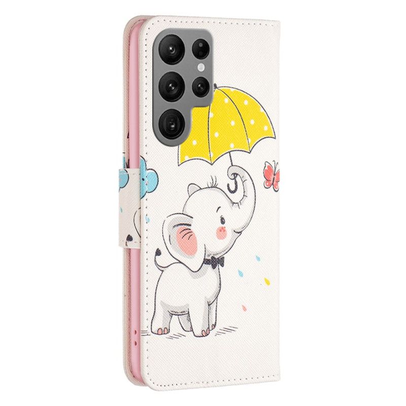 Lederhüllen Für Samsung Galaxy S24 Ultra 5g Regenschirm Und Elefant