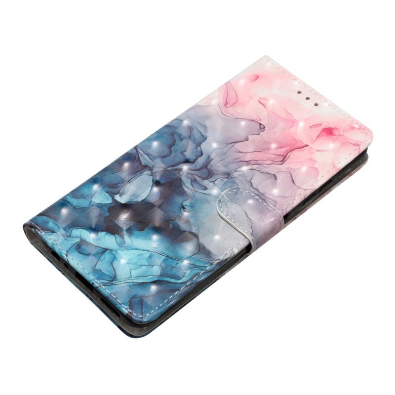 Lederhüllen Für Samsung Galaxy S24 Ultra 5g Rosa Und Blauer Marmor Mit Riemen