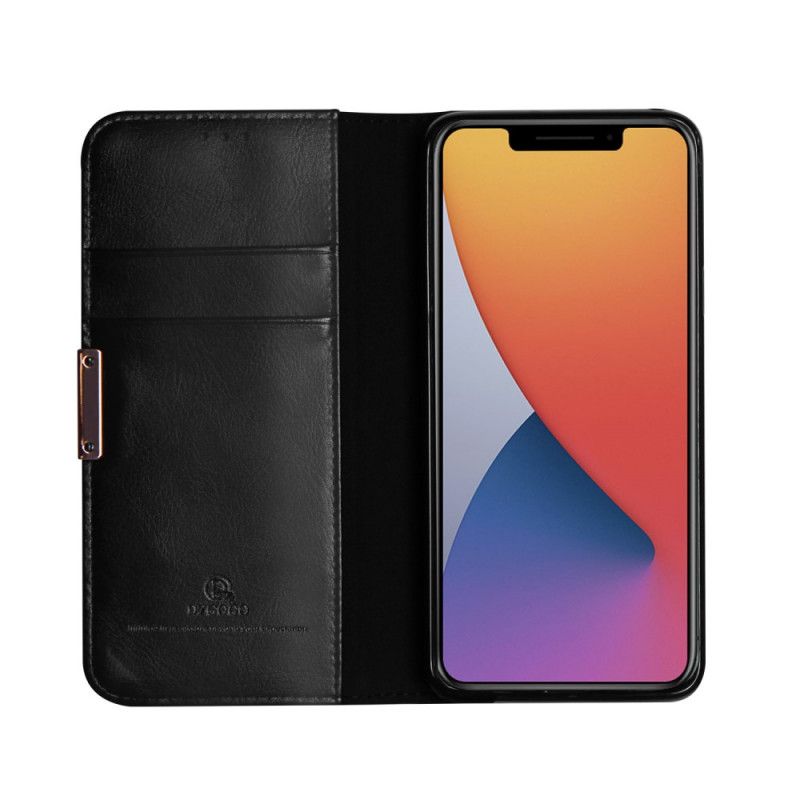 Flip Case Für iPhone 12 Pro Max Schwarz Dzgogo Echtes Leder