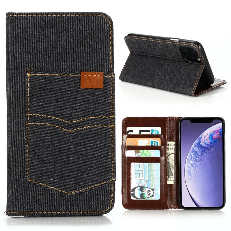 Flip Case iPhone 12 Pro Max Schwarz Kartenhalter Für Die Vordere Jeanstasche