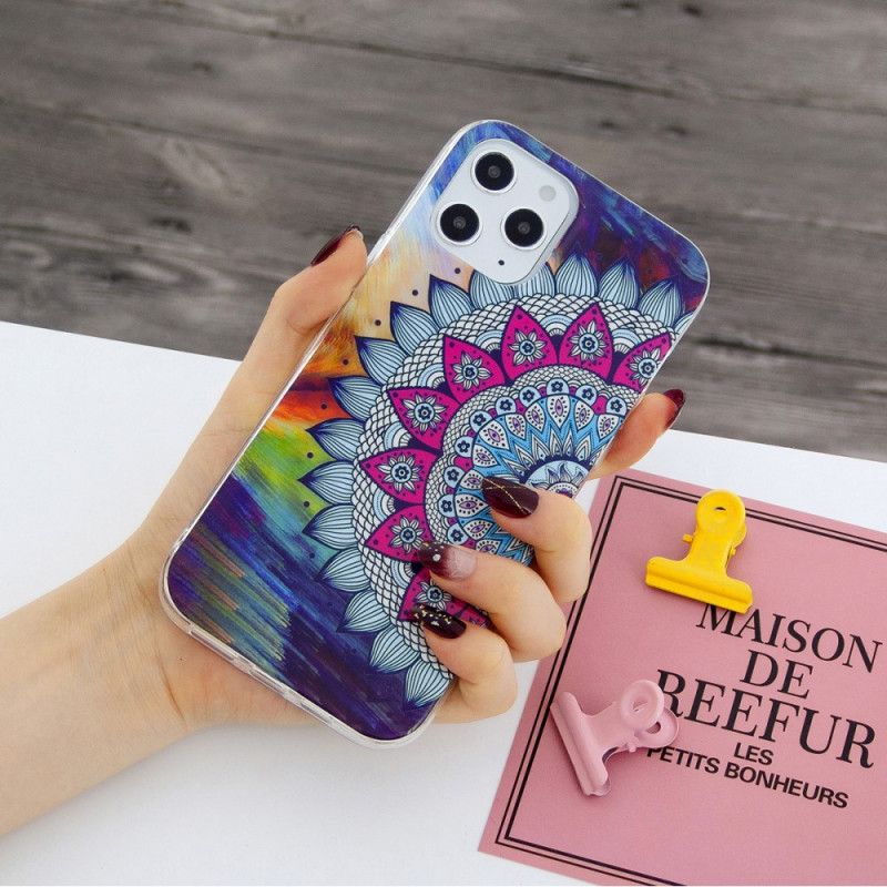 Hülle Für iPhone 12 Pro Max Fluoreszierendes Farbiges Mandala