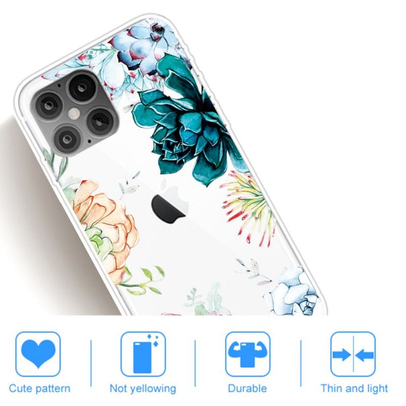 Hülle Für iPhone 12 Pro Max Transparente Aquarellblumen