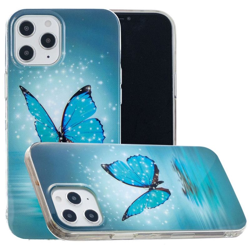 Hülle iPhone 12 Pro Max Fluoreszierender Blauer Schmetterling